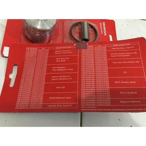 Seher Kit & Piston Kit Supra Fit&Legenda&Revo Os Standar Ori Honda Kfv