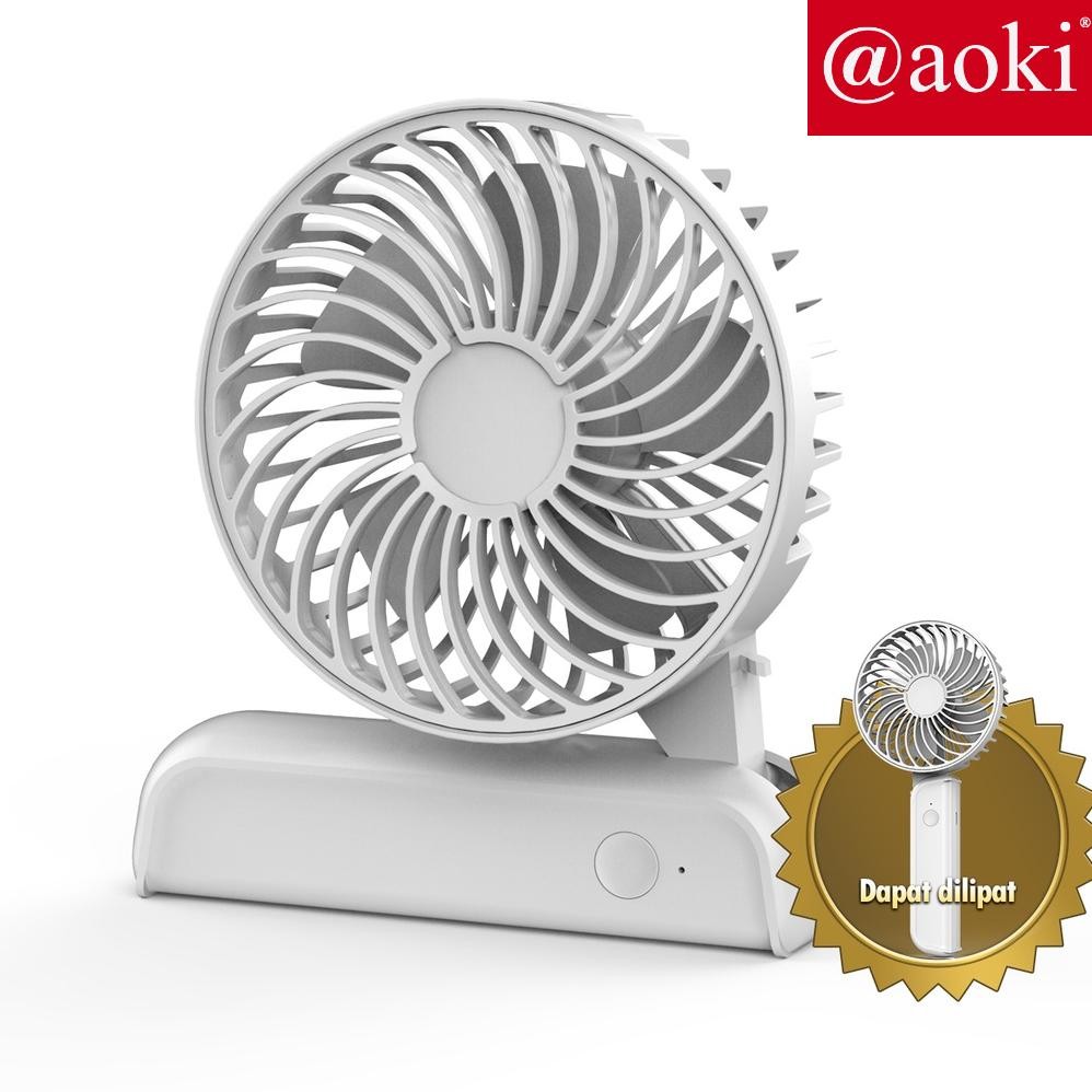 Aoki AF808Y Kipas Angin Mini Portable Rechargable Lipat BONUS Kabel Charger