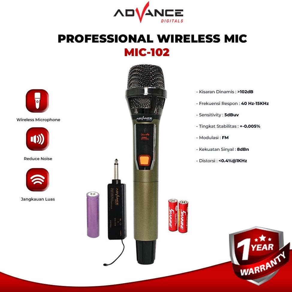 Advance MIC102 Mic Wireless Microphone Bluetooth Karaoke BONUS Baterai