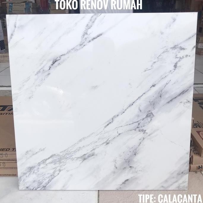 Keramik 60X60 Putih Motif Carara (Glossy)/ Keramik Lantai Putih Glossy