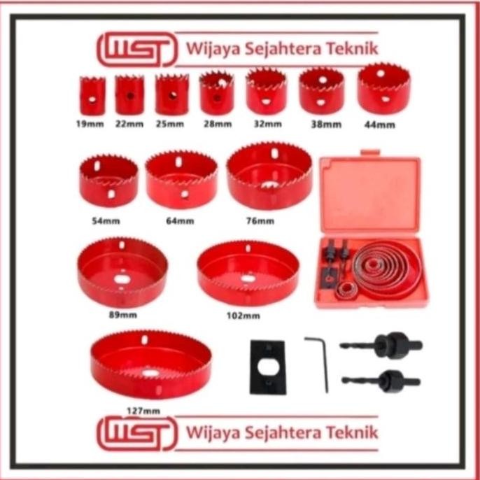 Holesaw Hole Saw Kit Set 16Pcs Mata Bor Pelubang Kayu 16 Pcs Hole Saw