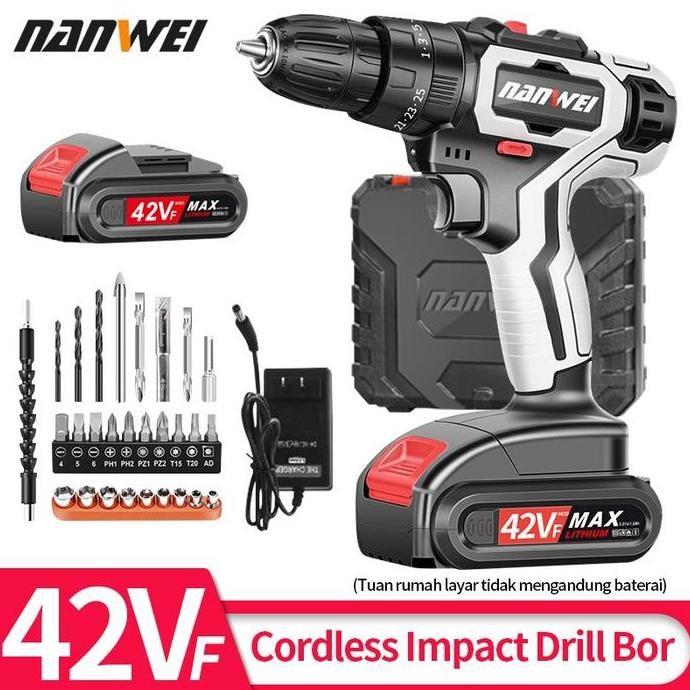 42V Mesin Bor Cordless/Bor Baterai/ Bor Listrik/Impact Drill Bor Beton