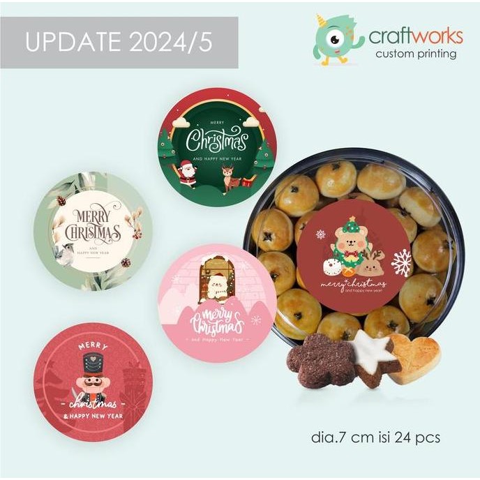 

:::::::] STICKER NATAL KUE KERING / TOPLES - 7 CM ISI 24 PCS