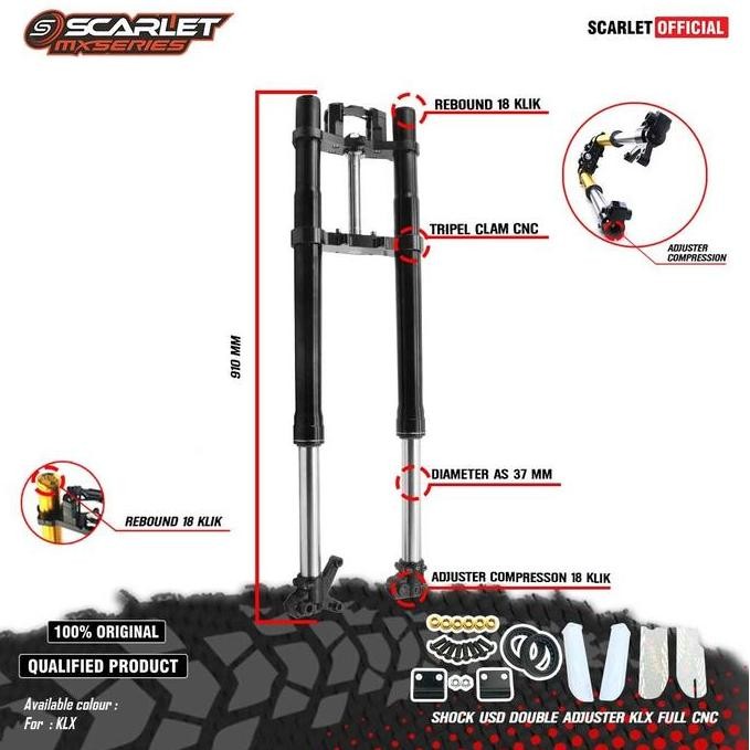 SCARLET RACING Shock USD Double Adjuster Motorcycle KLX FULL CNC