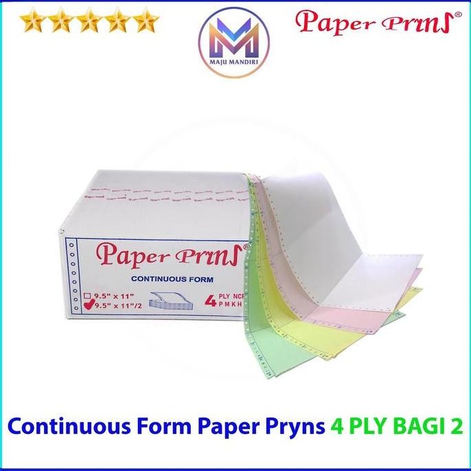 

Kertas Continuous Form 4 Ply Bagi 2 Paperpryns / Ukuran 9,5x11/2