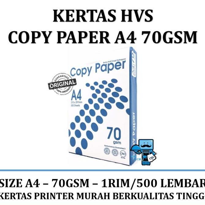 

Kertas Hvs A4 70Gsm Copy Paper Isi 1 Rim 500 Lembar High Quality