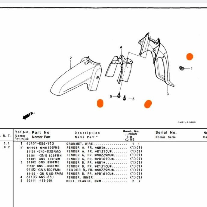 ready Paket Baut Spakbor Depan Grand Legenda Versi Rak Jepit 8Part Ori AHM