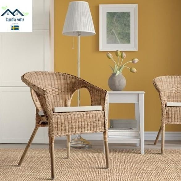 Kursi Santai Kombinasi Rotan&Bambu Bantal Kuat 44cm_