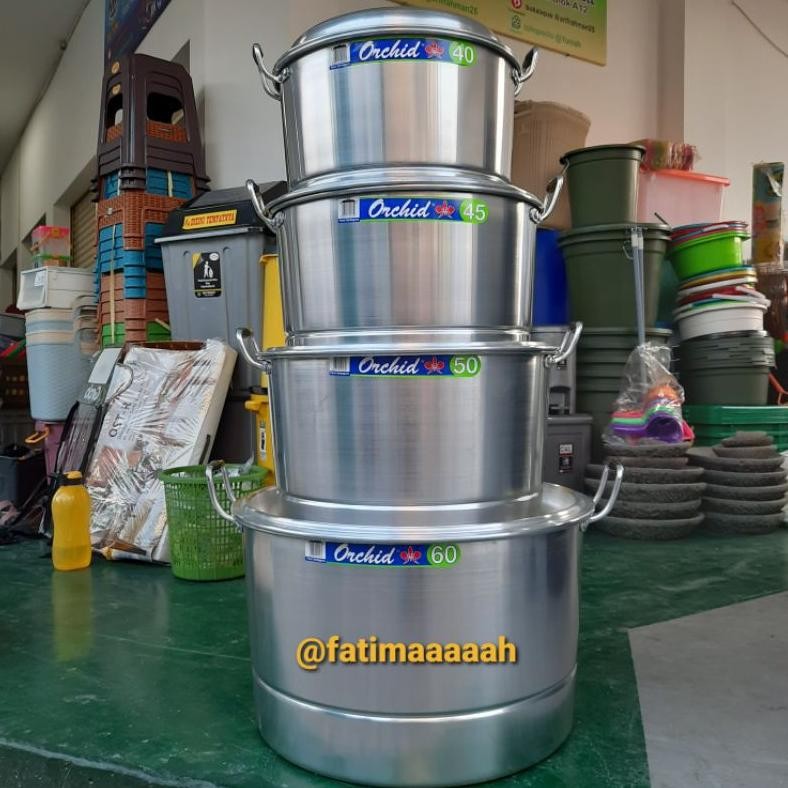 Orchid - Dandang Langseng Nasi Kukusan Sarangan No 40 - 45 - 50 - 60 (10-15-20-30 Liter Nasi) Panci 