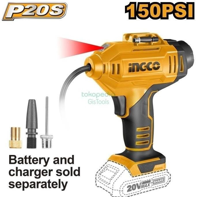 Ingco Cacli2018 Cordless Kompresor Angin Mini Pompa Ban 150Psi
