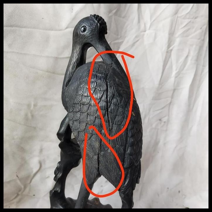 TERBARU PAJANGAN VINTAGE PATUNG BURUNG BANGAU KAYU CACAT 