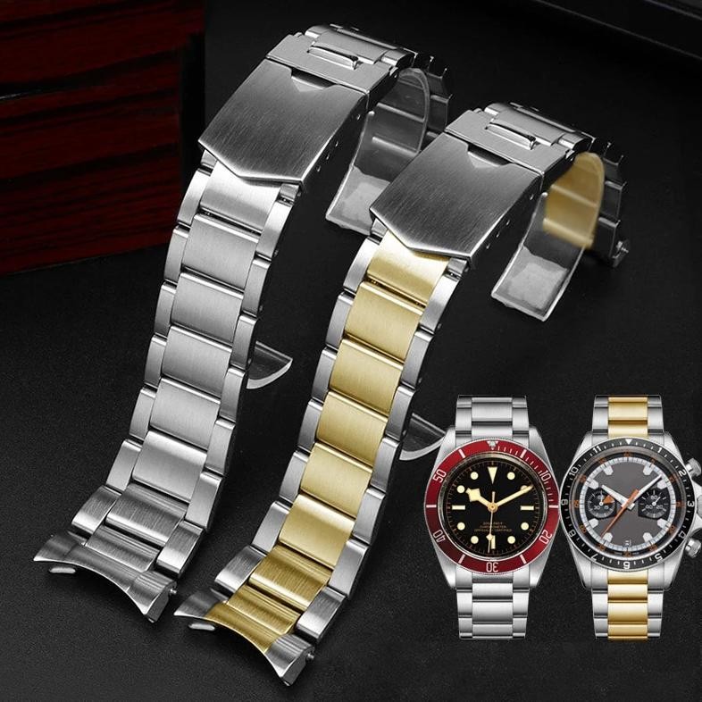 For Tudor Black Bay 79230 79730 Small red blue flower Heritage Watch Strap Wrist Bracelet 22mm Solid