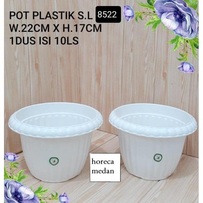 best produk] Pot Bunga Plastik Ulir 22cm / Pot tanaman plastik uk sedang (8522)