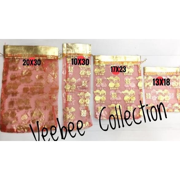 

siap kirim] Kantong tile shuangxi emas 20x30/kantong sovenir kawinan/kantong tile