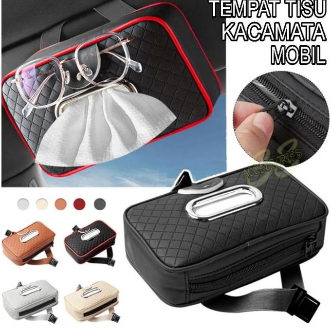 Tempat Kotak Tisu Tissue Holder Kacamata Jepit Sun Visor Pu Leather Mobil Toyota All New Rush Veloz 