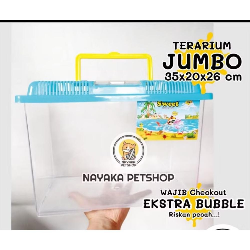 Sweet Terarium Terarrium Jumbo Kandang Hamster Aquarium Ikan Wadah Reptil Tempat Kura Kura Brazil He