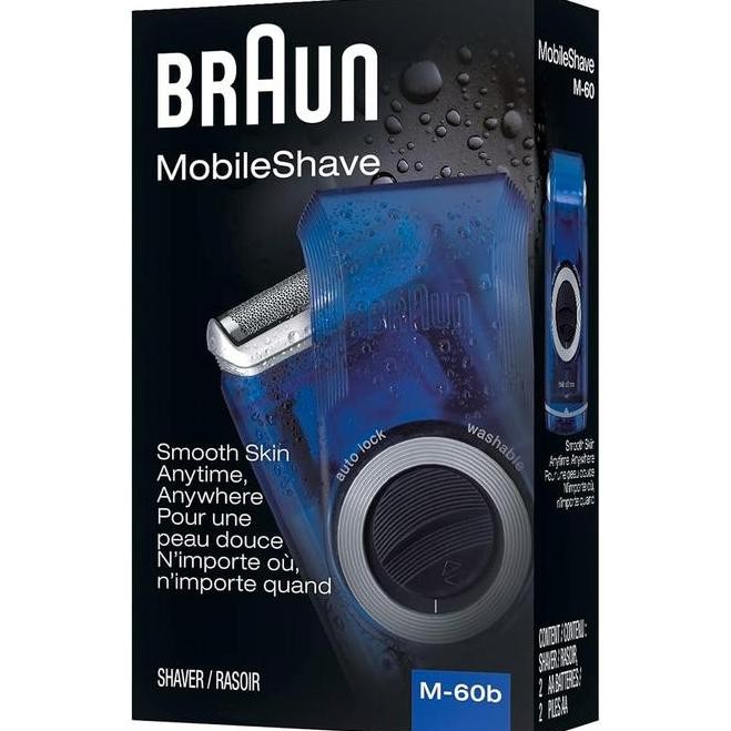 

Braun Pocket Mobile Electric Foil Shaver for Men, Washable, Transparent Blue / Alat Cukur Elektrik