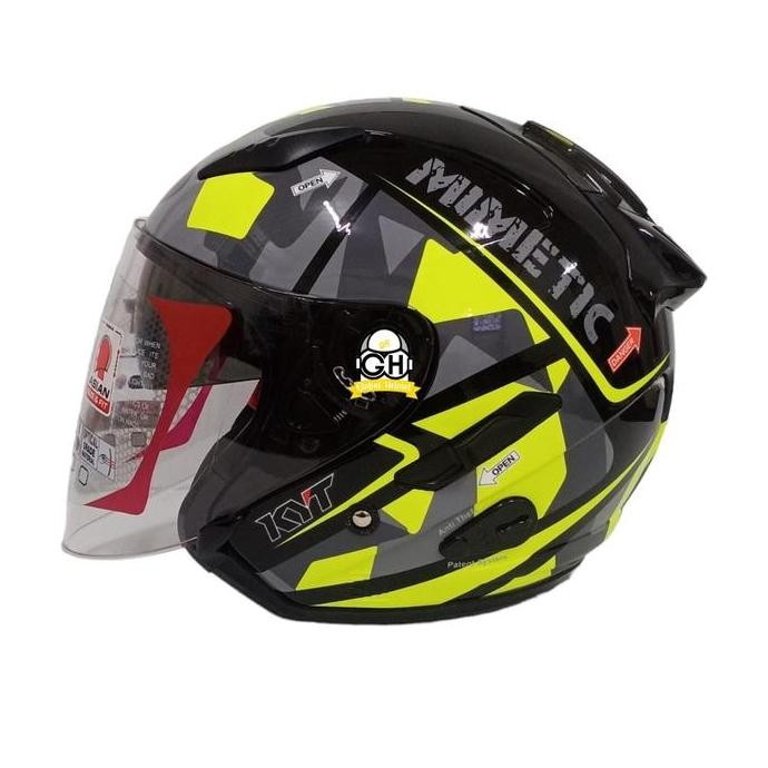 Helm Kyt Galaxy Slide Flat R Motif Helm Half Face Double Visor Original Sni Dot Best Seller