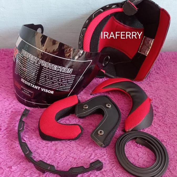 Paket Komplit Busa Helm Nhk Predator Dan Kaca Visor Helm Warna Hitam Best Seller