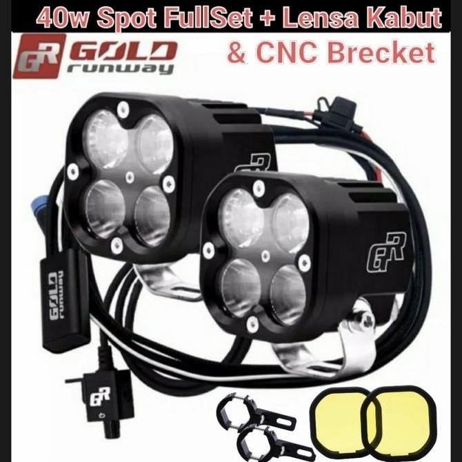 Gold Runway 40x GR-x4 Lampu Fog lamp 40watt relay switch cnc brecket