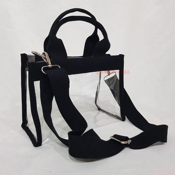 Tas Tote PVC Mika Transparan Dengan Resleting Plastik Wanita Totebag