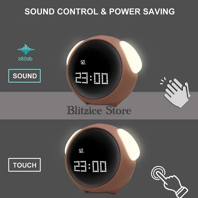 Emoji Alarm Clock Night Light Bedside Lamp Table Jam Weker Digital Meja Lampu Tidur Anak Lucu Karakt