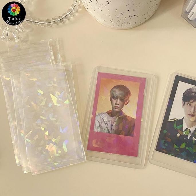 baru 50pcs Inner Sleeve Photocard Postcard Laser Inner Photocard Seal