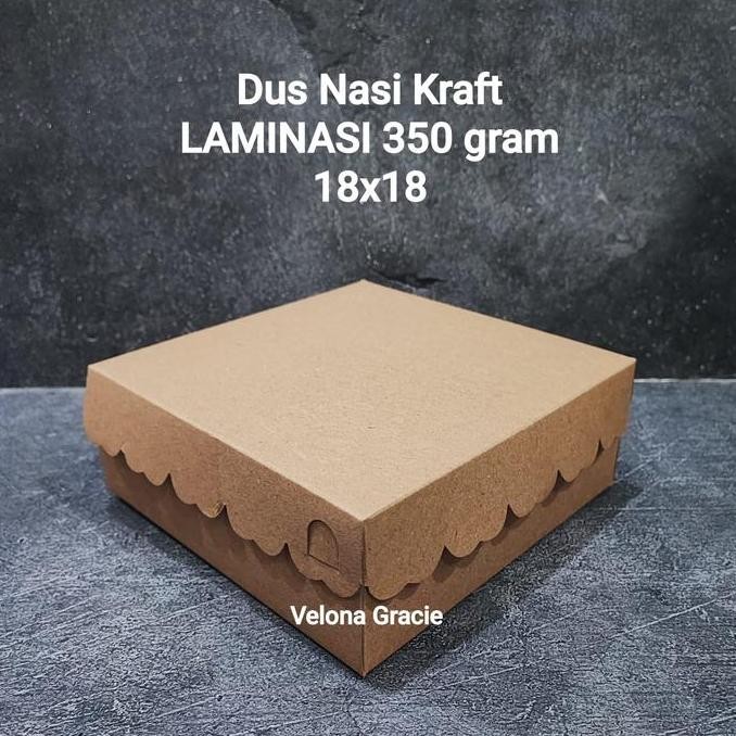 

DUS NASI KRAFT LAMINASI 18X18 RENDA ISI 50 PCS 350 GR KOTAK CATERING TUTUP SAMBUNG