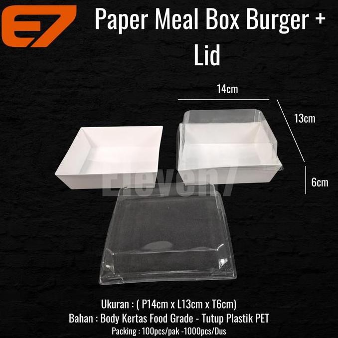 PAPER BOX BURGER+LID | LUNCH BOX | TRAY KOTAK KUE - MIKA BOX