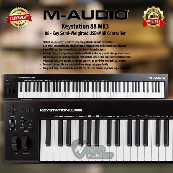 baru M AUDIO Keystation 88 MK3 88 - Key Semi-Weighted USB/Midi Controller