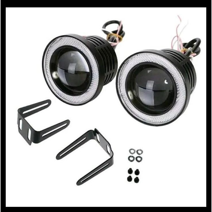 HOT DEAL ANGLE EYES FOGLAMP LED 89MM UNIVERSAL RING BIRU /PUTIH SUZUKI SWIFT 