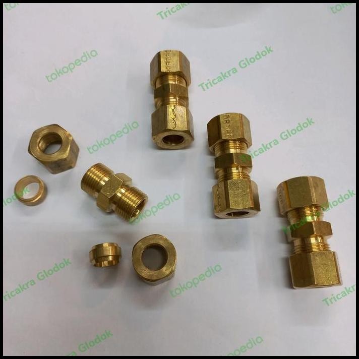 union kuningan 10mm/union connector brass 10mm/sambungan pipa tembaga