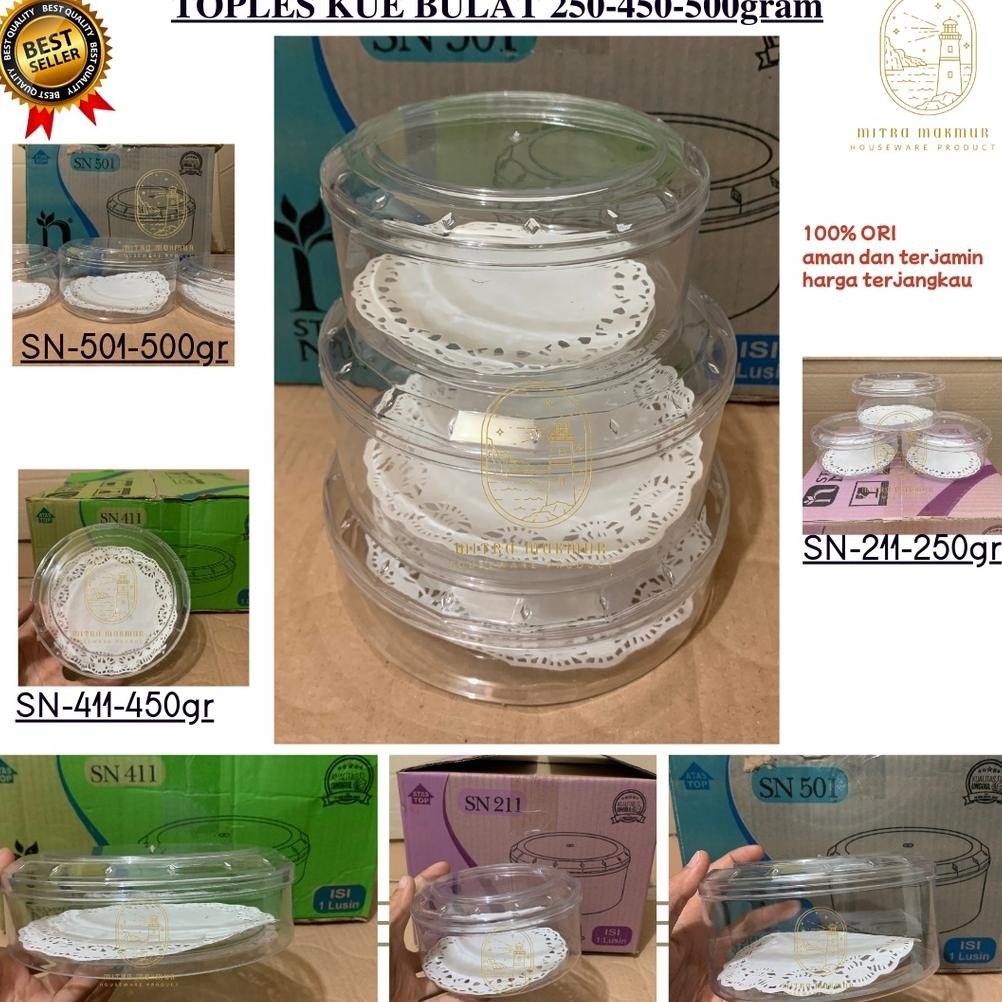 Sale Toples Kue Nuai 250-450-500 Gram Toples Nuai Sn 211 411 501 Model Bulat Toples Lebaran Viral