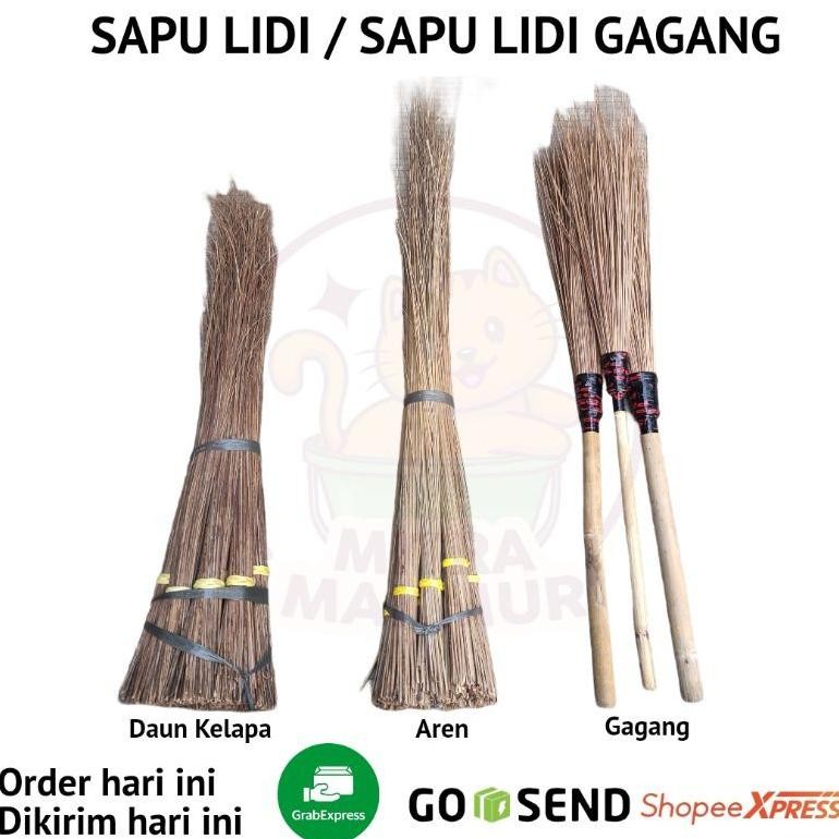 Sapu Lidi Gagang / Sapu Lidi Kelapa - Aren - Plus Gagang / Sapu Halaman Taman Trending