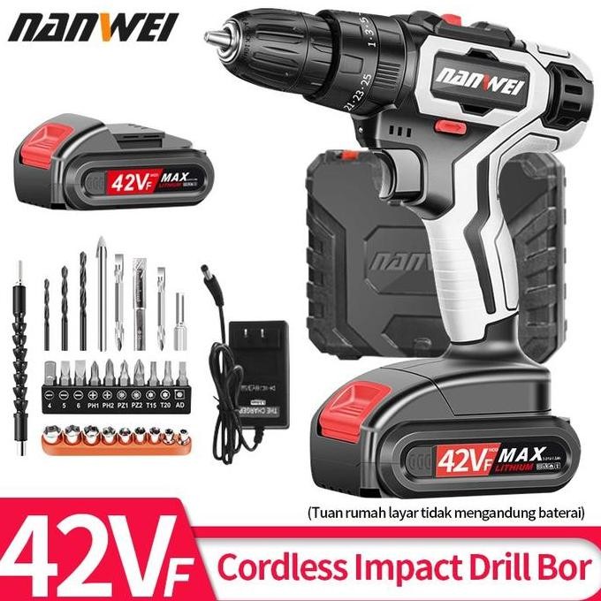 42V Mesin Bor Cordless/Bor Baterai/ Bor Listrik/Impact Drill Bor Beton