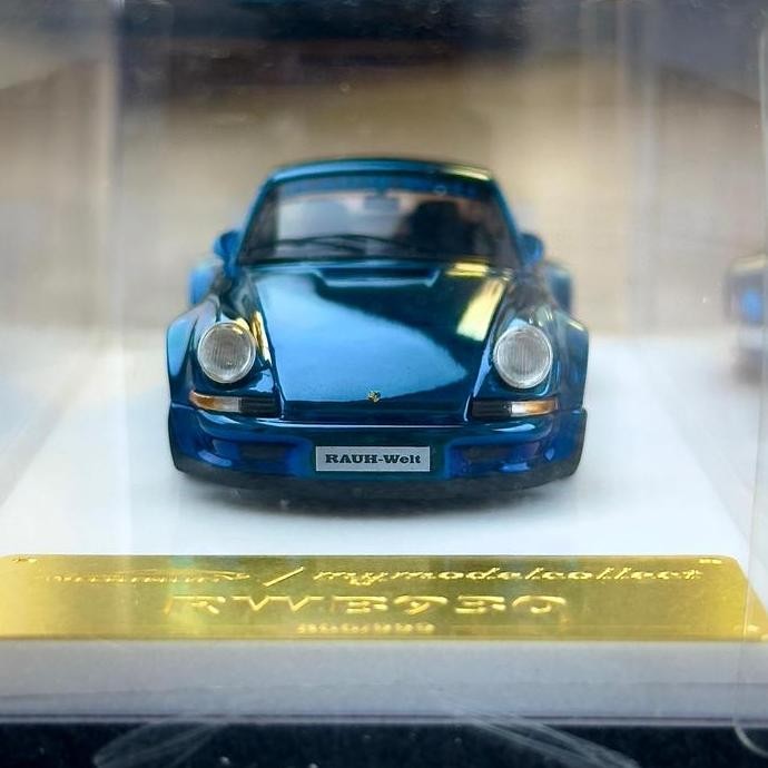 MODEL COLLECTION 1/64 PORSCHE RWB 930 DUCKTAIL WING CHROME BLUE (LIMITED EDITION 999 PCS) ORIGINAL D