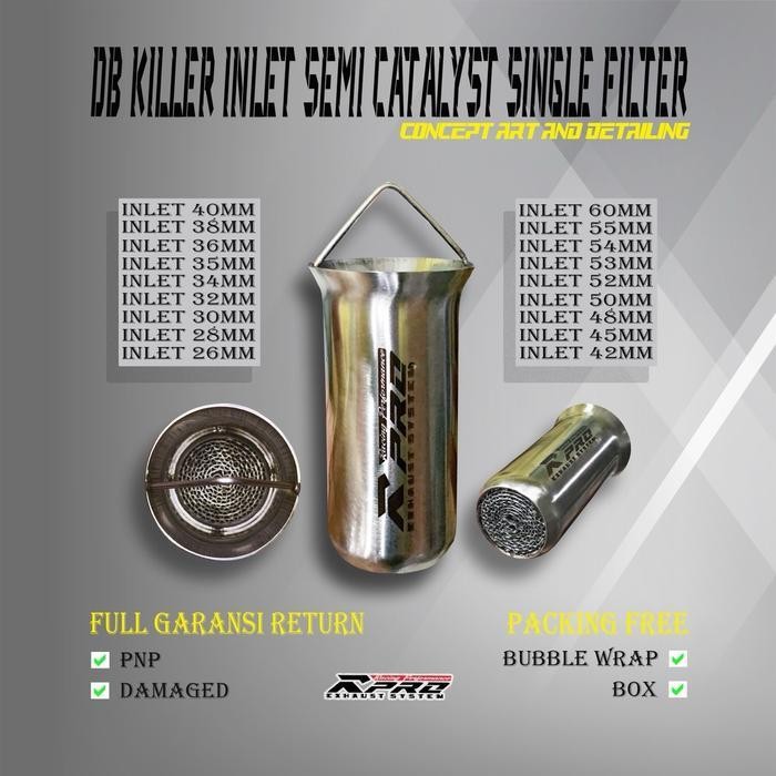 R-Pro Db Killer Single Filter Type Inlet (Sambungan Silencer) Semi Katalis Catalytic Peredam Suara K