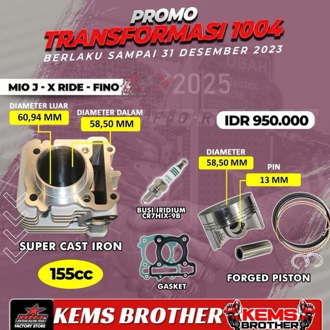 Blok Bore Up Casting Iron 130cc & 150cc BRT Orinal - Untuk Mio J, Jupiter Z1, XRide, Fino (Blok Pist