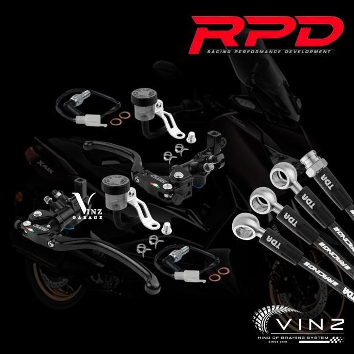 Paket Master Rem RPD 17 16 MM Plus Selang Rem TDR Teflomax Yamaha Xmax Full Set Posisi Kaliper Belak