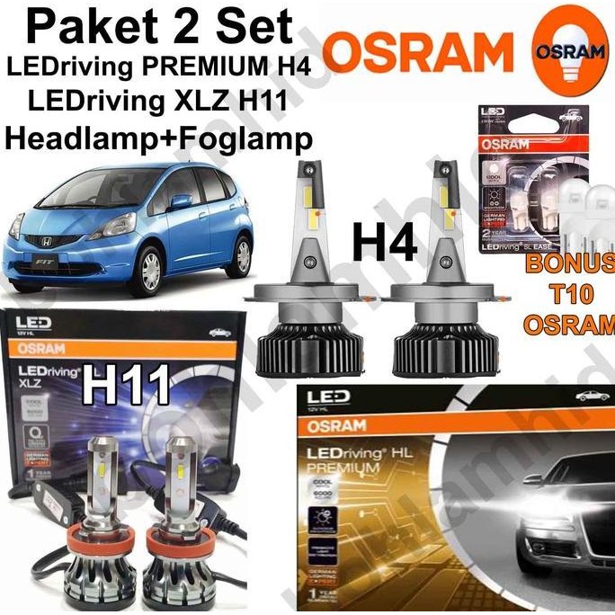 Lampu LED JAZZ GE8 Osram (Headlamp H4 Premium+Foglamp H11 XLZ)