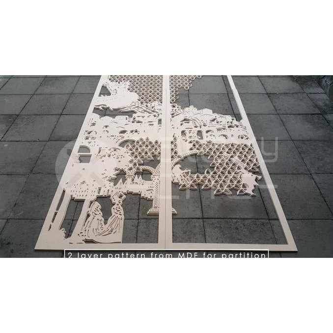 Laser cutting, CNC router motif dan perforasi MDF PVC ACP Surabaya