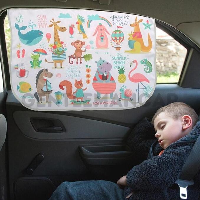 Tirai Mobil Anak Magnet Karakter Lucu | Sunshade Anti Panas UV Jendela Samping