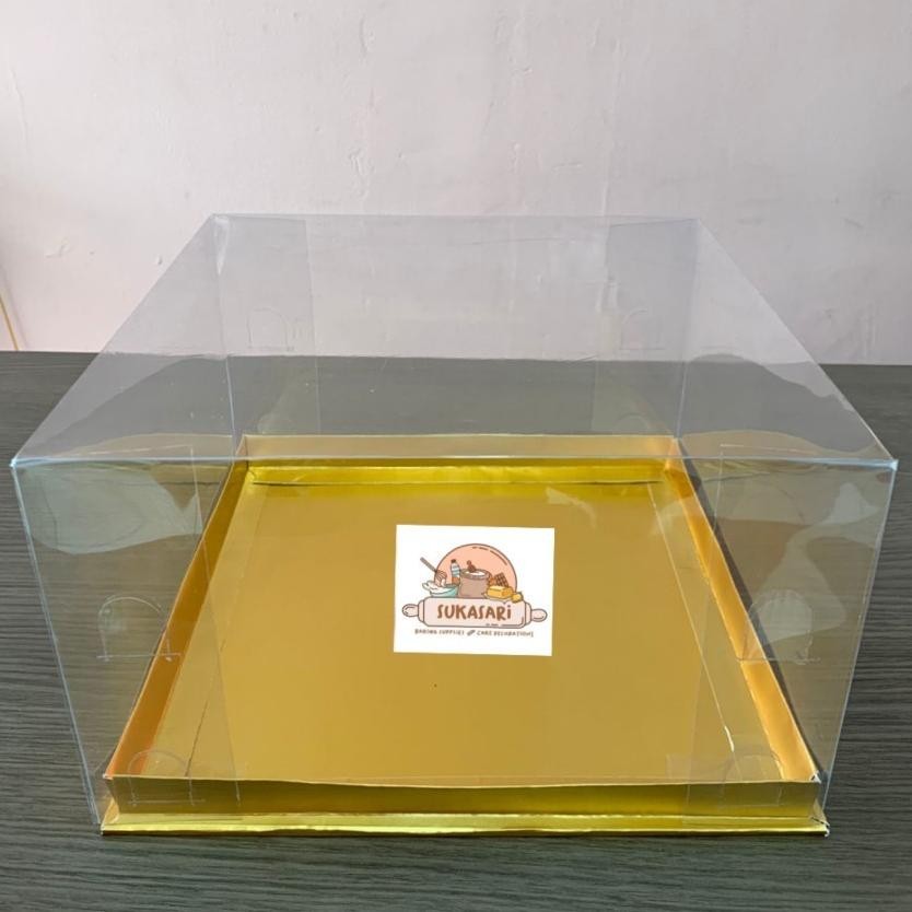 Mika Cake 30X30X15 Cm Gold Emas Cake Box Kue Dus Kue Mica Transparant
