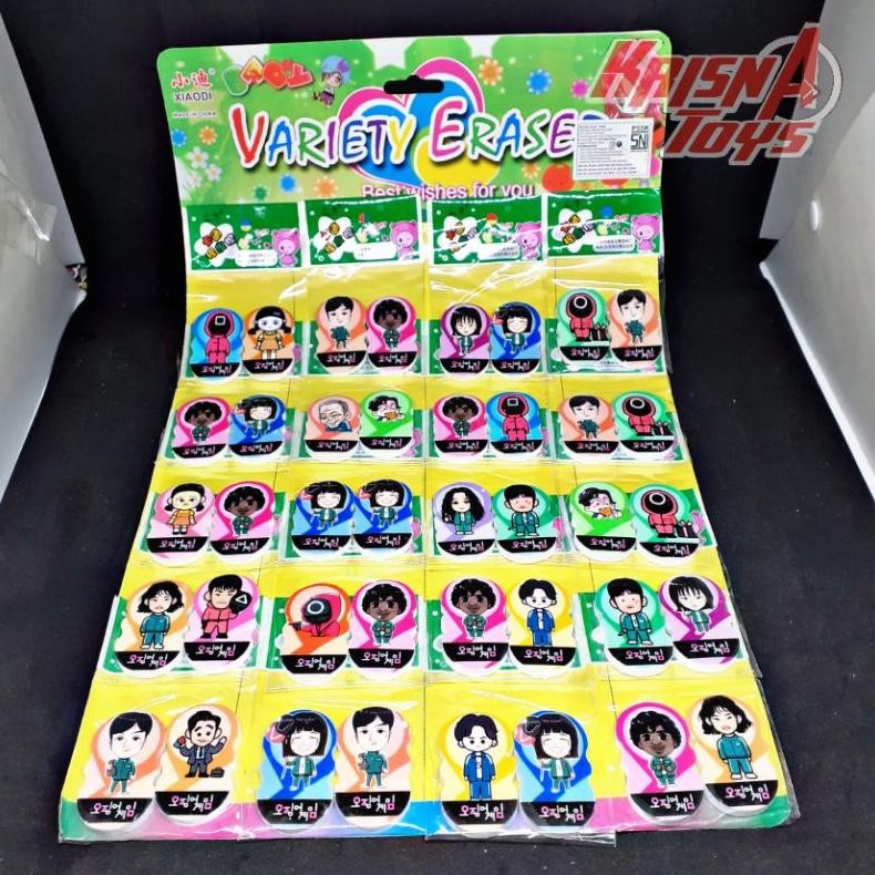 

PENGHAPUS KARAKTER SQUID GAME/STIP ERASER isi 40pcs/Lembar DiM