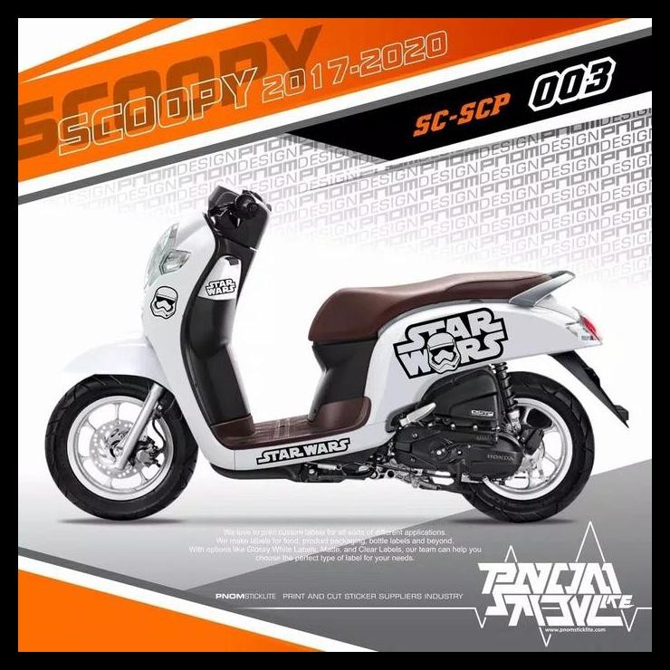 DISKON CUTTING STICKER STRIPING SCOOPY PUTIH 2017-2021 STAR WARS HITAM 1