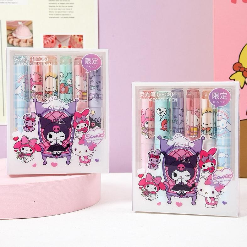 

{Sanrio} Highlighter Solid 6 Warna Lucu dan Imut Karakter Sanrio DiM