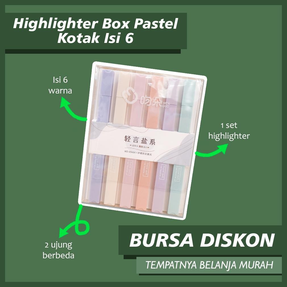 

Highlighter Box Pastel Kotak Isi 6 Spidol Marker Textlighter Textliner DiM