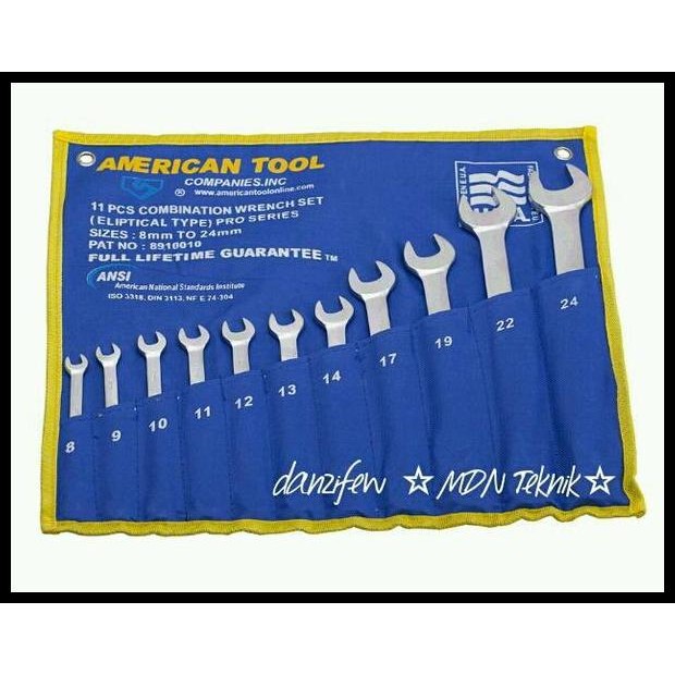 Kunci Set Kombinasi Ring Pas 11pcs American Tools Life Time Warranty