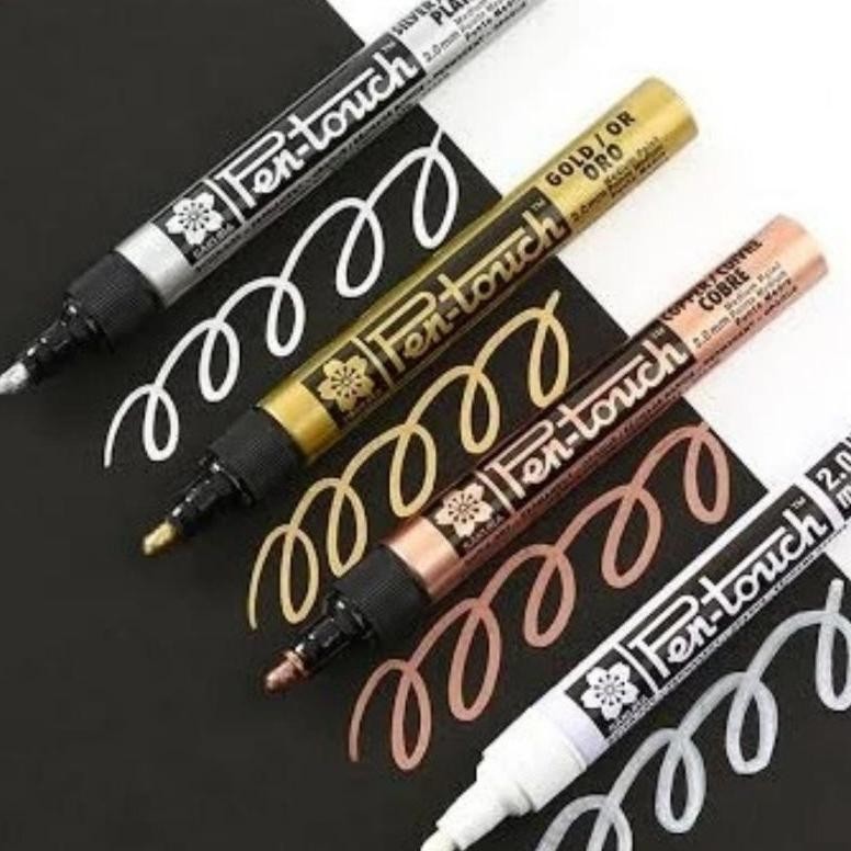 

SPIDOL SAKURA PEN TOUCH 2.0 MM PERMANENT PAINT MARKER # GOLD / SILVER / COPPER / WHITE DiM