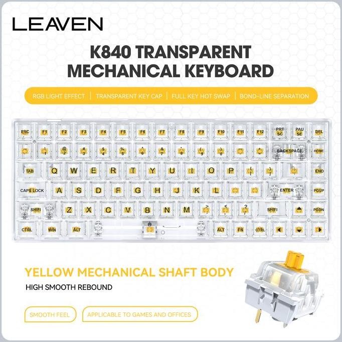LEAVEN K840 Mechanical Keyboard 84 keys - Transparent Keycaps